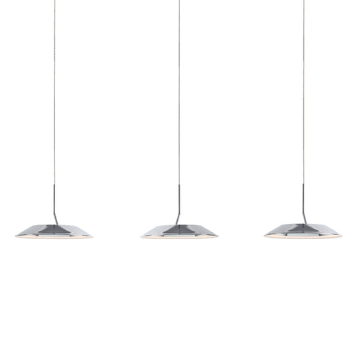 Royyo Pendant (linear with 3 pendants), Chrome, Matte White Canopy