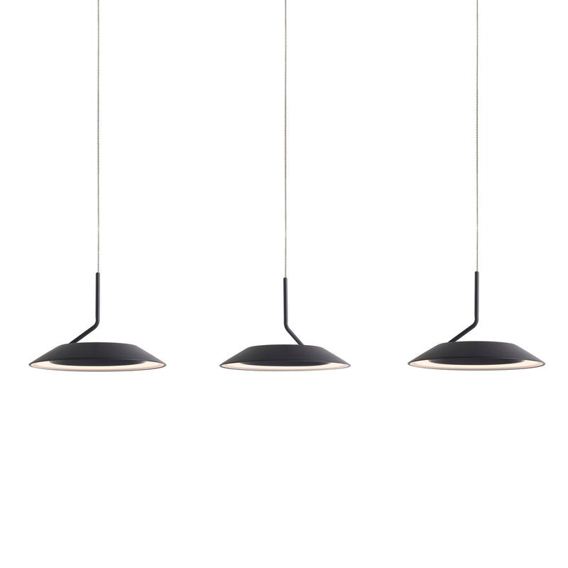 Royyo Pendant (linear with 3 pendants), Matte Black, Matte Black Canopy