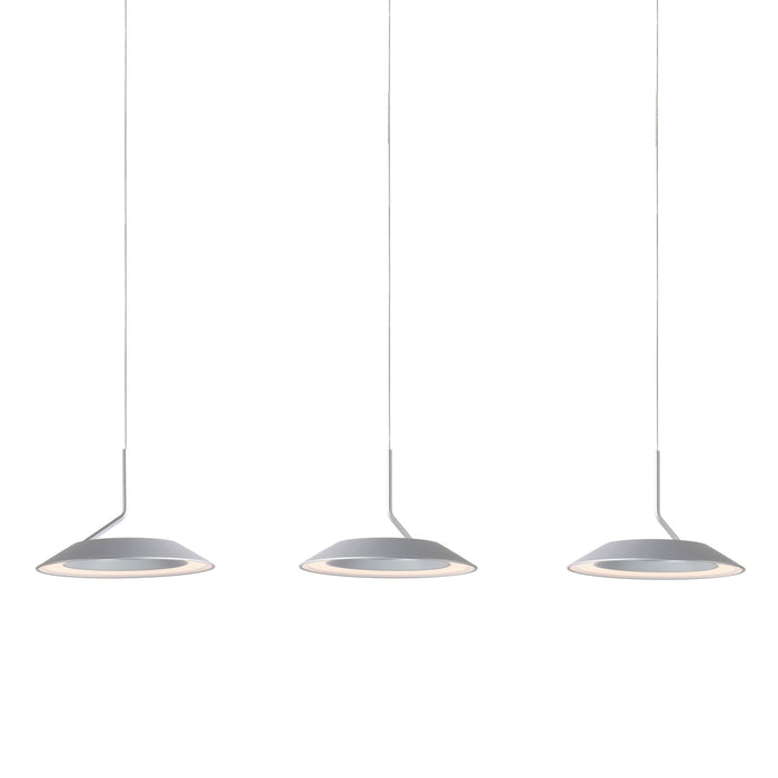 Royyo Pendant (linear with 3 pendants), Silver, Silver Canopy