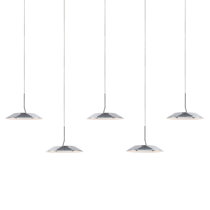 Royyo Pendant (linear with 5 pendants), Chrome, Matte White Canopy