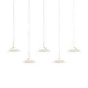 Royyo Pendant (linear with 5 pendants), Matte White with Gold, Matte White Canopy