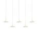 Royyo Pendant (linear with 5 pendants), Matte White with Gold, Matte White Canopy