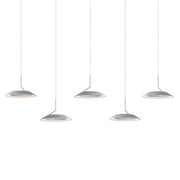 Royyo Pendant (linear with 5 pendants), Silver, Silver Canopy
