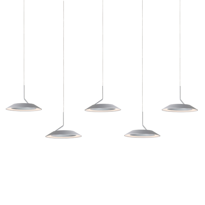 Royyo Pendant (linear with 5 pendants), Silver, Silver Canopy
