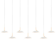 Royyo Pendant (linear with 7 pendants), Matte White with Gold accent, Matte White Canopy