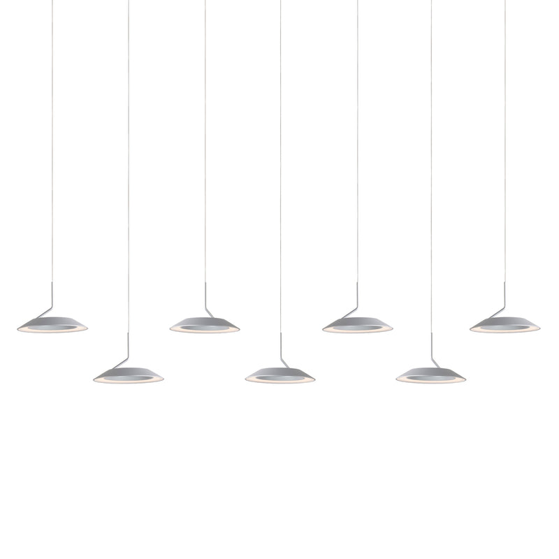 Royyo Pendant (linear with 7 pendants), Silver, Silver Canopy
