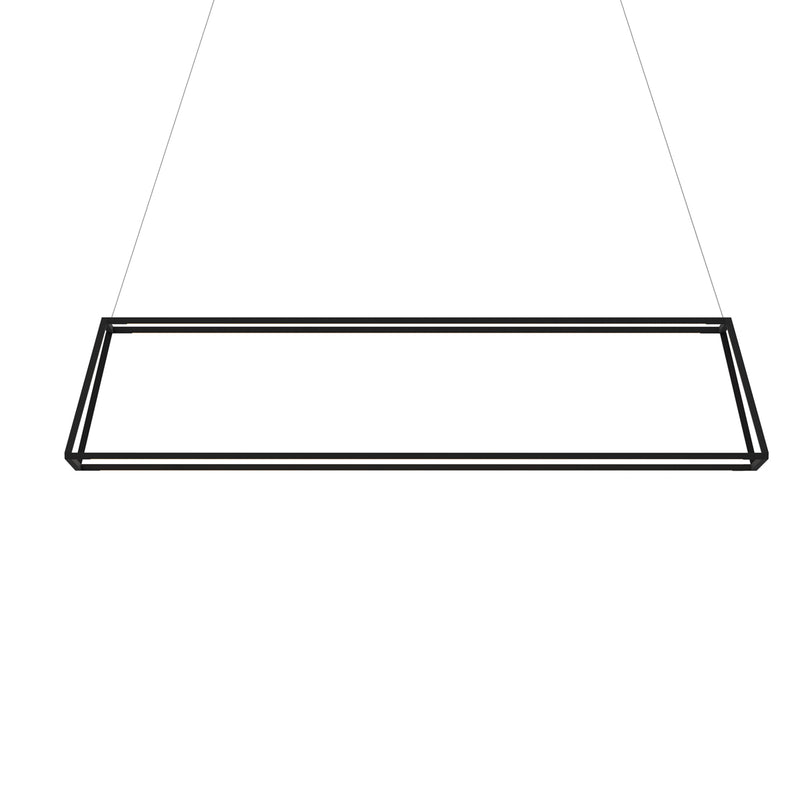 Z-Bar Pendant Rise Large Rectangle, Soft Warm, Matte Black, 56" x 14" x 12"