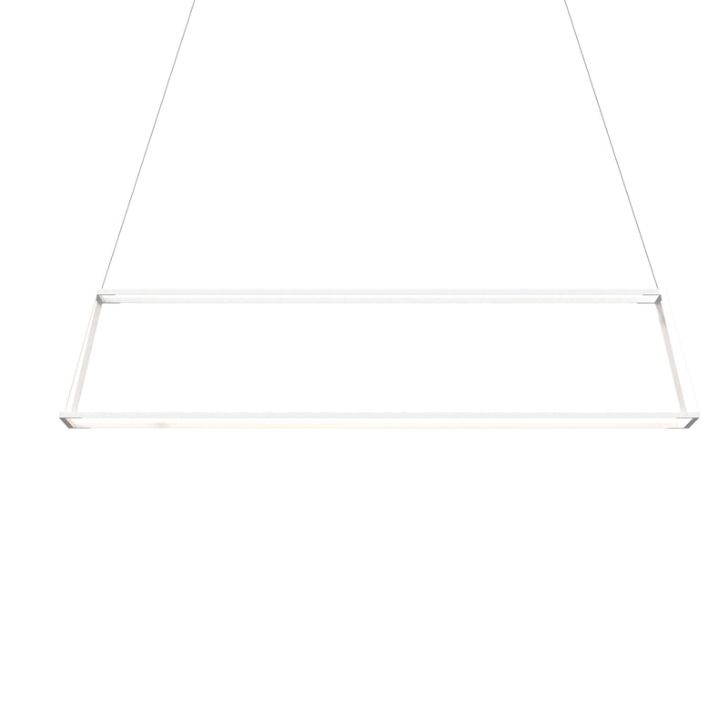 Z-Bar Pendant Rise Large Rectangle, Soft Warm, Matte White, 56" x 14" x 12"